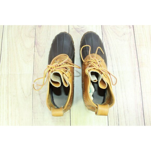 Vintage LL Bean Brown Leather Unlined Hunting Ankle Duck Boots Size 7 N - Picture 7 of 10